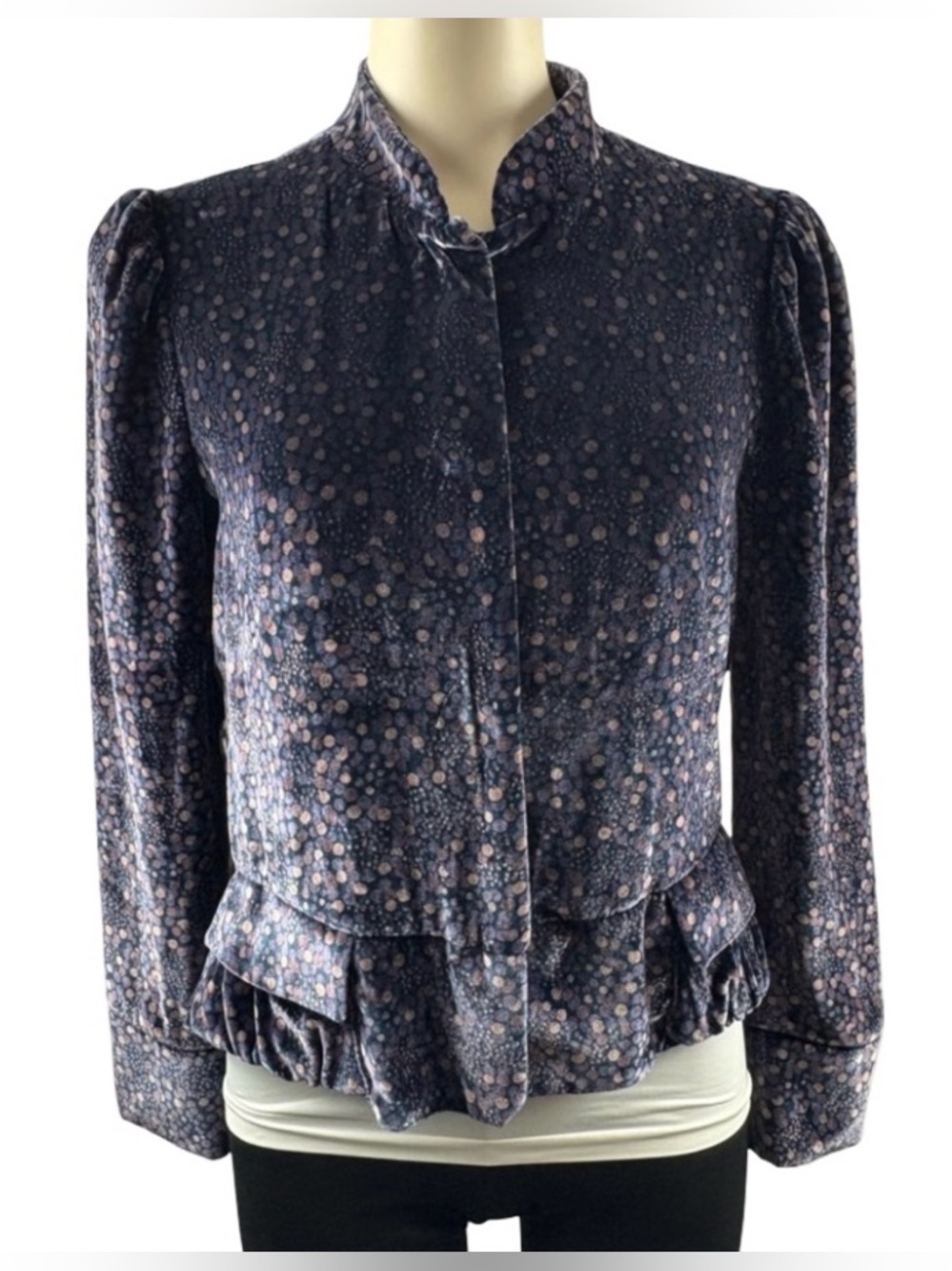 Marc Jacobs Navy Blue Floral Velvet Blazer